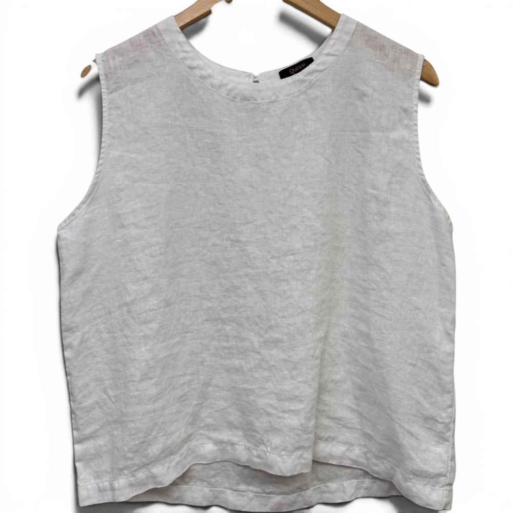 Quince White Sleeveless Linen Shell - Picture 3 of 9